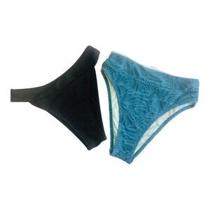 Cupshe Bundle of Two Black and Blue Patterned Bikini Bottoms Size XS
